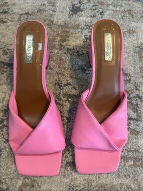 Primark Pink Square-Toe Slide Block Heels
Size 8
